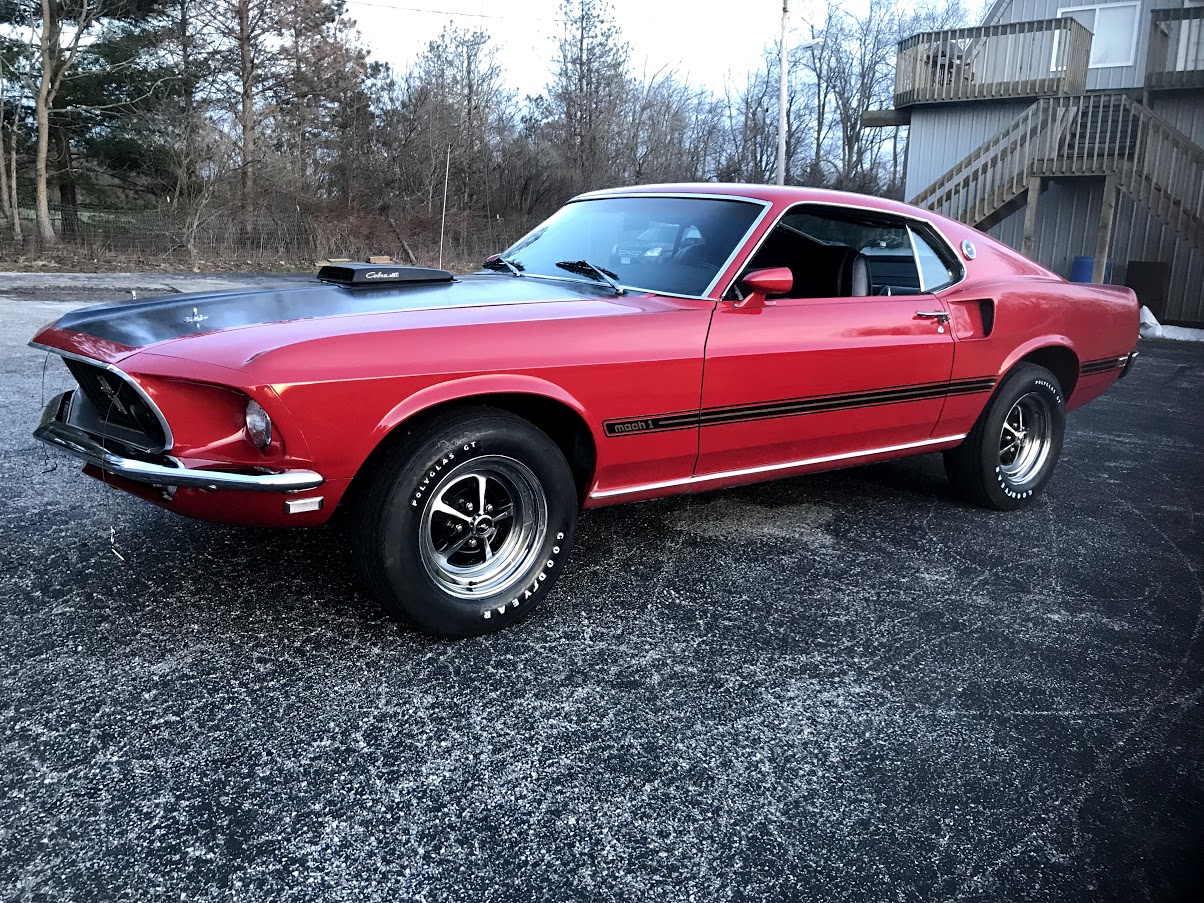 1969 Ford Mustang Mach 1 R code 4 speed Red 6515 - BenzaMotors